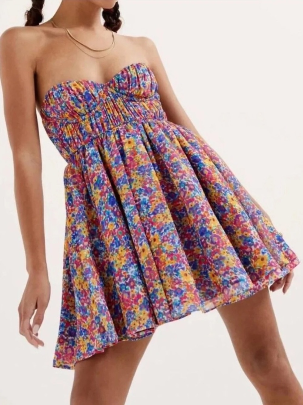 For Love and Lemons Sasha Mini Dress Floral Bustier Medium NEW
